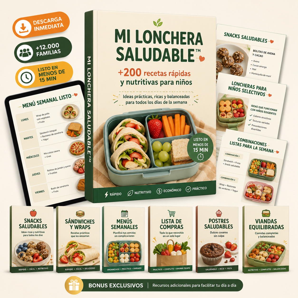 Guía Lonchera Saludable - Simples, Deliciosas y Saludables en Menos de 15 Minutos.